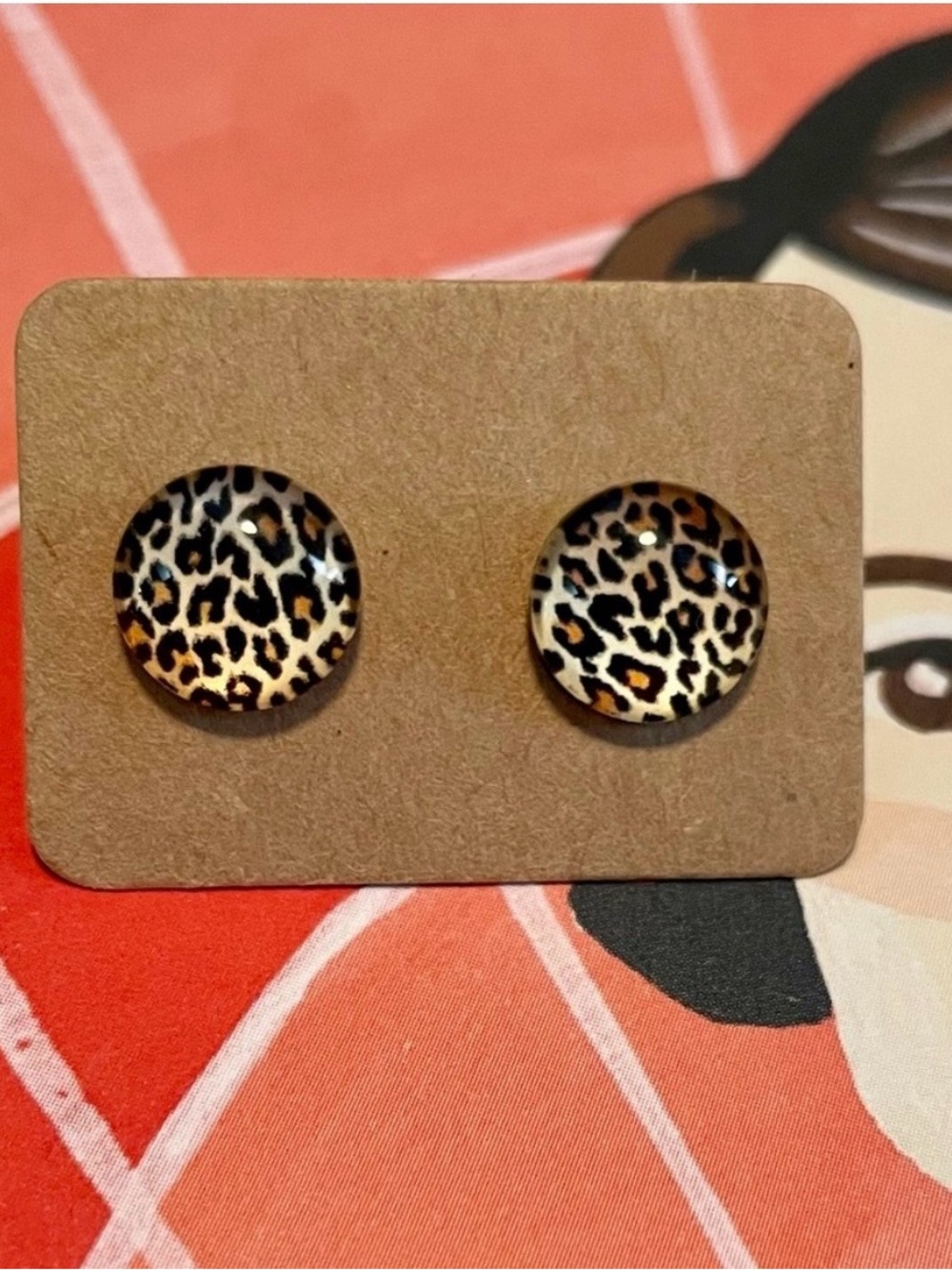 Leopard Print Resin Stud Earrings